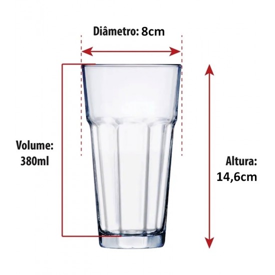 Jogo De Jarra 1,2l Com 6 Copos 380ml Em Vidro Maxim